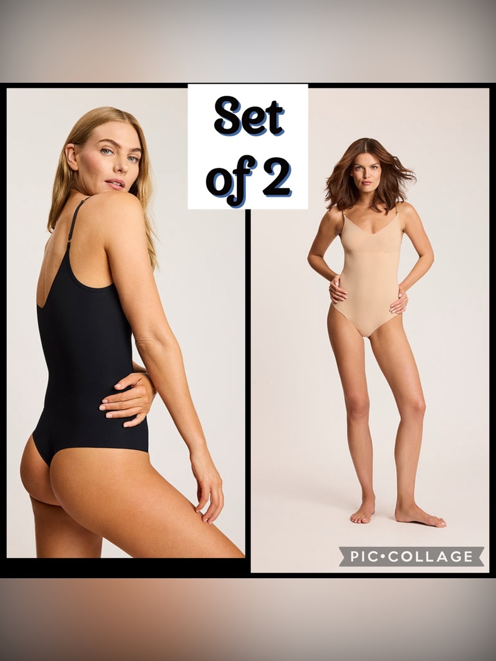 Commando Nude & Black Seamless Italian microfiber Bodysuit Camisole. SZ. S/M
